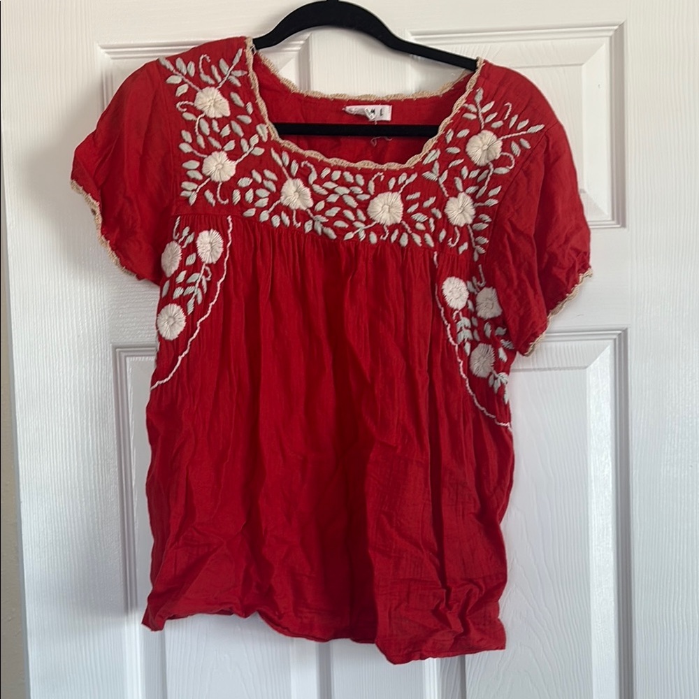 Embroidered Red Blouse